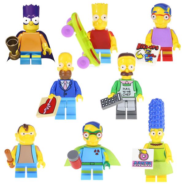

Educationall The Simpson Homer Jay Marge Bart Lisa Maggie Milhouse Ned Flanders Nelson Mini Toy Figure Building Block Toy for children