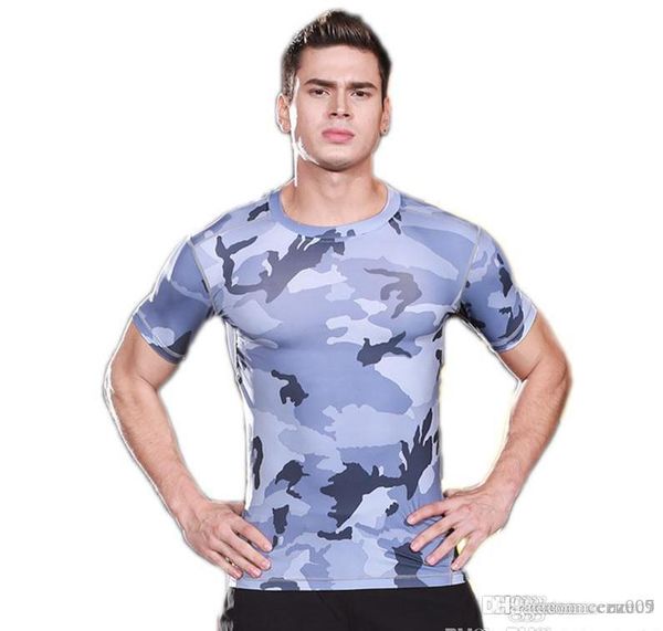 

Men's tight-fitting short-sleeved sports fitness running training camouflage uniforms dry stretch compression body sculpting T-shirt cl