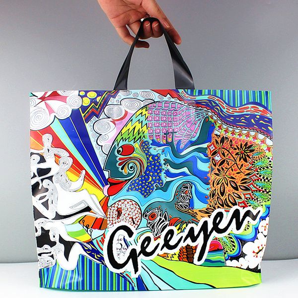 

50pcs/lot full color phoenix plastic packing bag for garment gifts bags with full size flowers printing available for custom