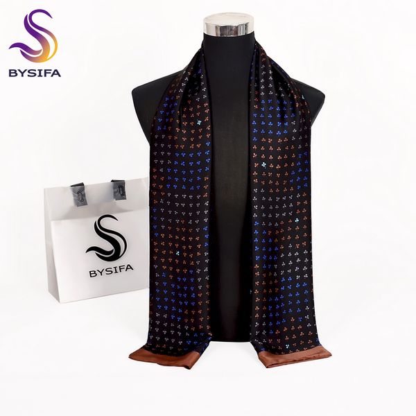 

bysifa] new brand business men scarves fall winter fashion male long silk scarf cravat casual black men neck scarf 170*30cm, Blue;gray