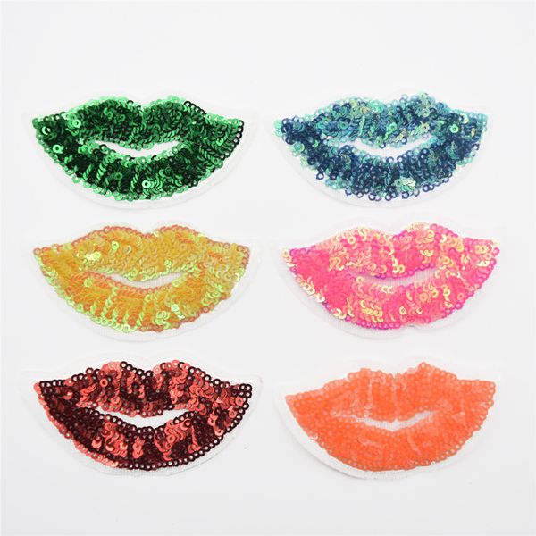 

60 шт./компл. 6color блесток губ помады вышитые железа на Моды патч DIY