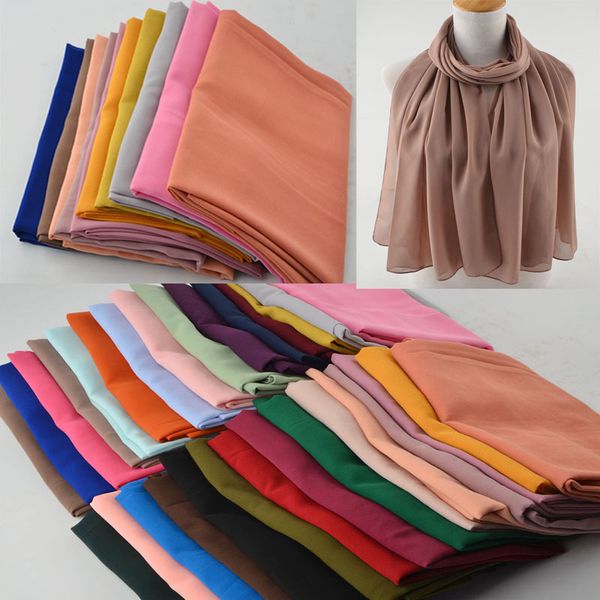 Sciarpa da donna in chiffon a bolle di alta qualità, hijab musulmano, scialli istantanei in tinta unita, sciarpe musulmane hijab foulard da spiaggia in 30 colori S18101904