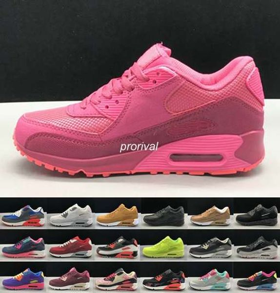 

2018 new colors 90 men women running shoes classic black white pink sports sneakers 90s air cushion breathable zapatos chaussures shoe 36-46