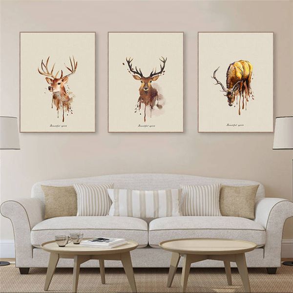 

abstract gold deer elk canvas painting noble art print paintings poster wall picture for living room canvas home decor nordic