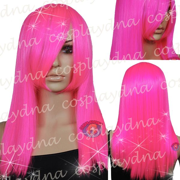 

stylish cos pink bang long hair wigs, Black;brown