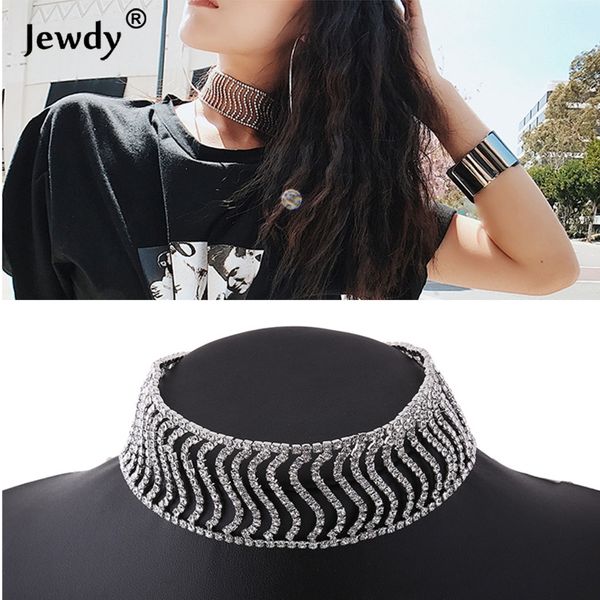 

whole salenew rhinestone choker crystal pendant necklace fashion jewelry 2018 collar choker chunky statement necklaces for women gift mar, Golden;silver