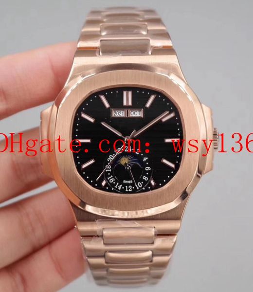

4 color luxury men's date watches nautilus 18k rose gold 40.5mm 5726 1a-001 mechanical automatic mens watches transparent back, Slivery;brown