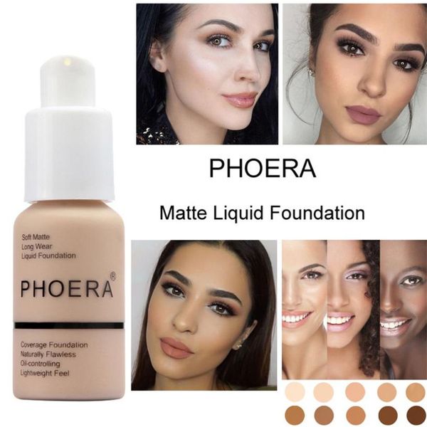 

phoera new 30ml matte oil control concealer liquid foundation pallet shadows 10 colors concealer makeup far paleti novo sombras skin care
