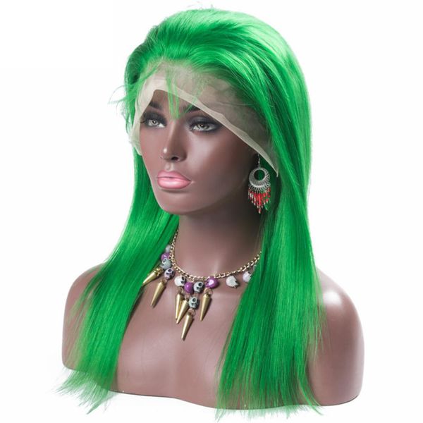 

full lace human hair wigs brazilian green color wig straight thick glueless lace front human hair wigs with baby hair, Black;brown