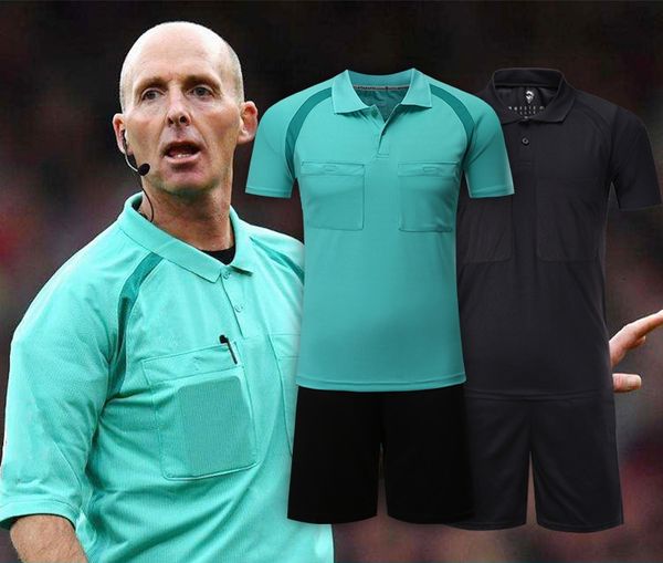 

benwon- fair play professional soccer referee jerseys + shorts men's sports clothing suits football referee kits de futbol judge sets, Black