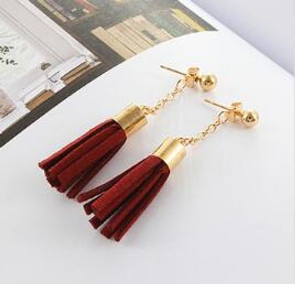 

new korean style fashion leather earrings 100 match refined simple tassel earrings women fashion classic exquisite, Silver