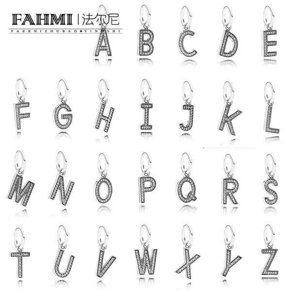 

fahmi 100% 925 sterling silver glamour elegant retro women original 26 letter pendant, Black