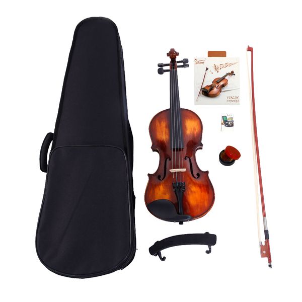 

4 4 ize cla ic olid wood violin with ca e bow violin tring ro in houlder re t kit electronic tuner