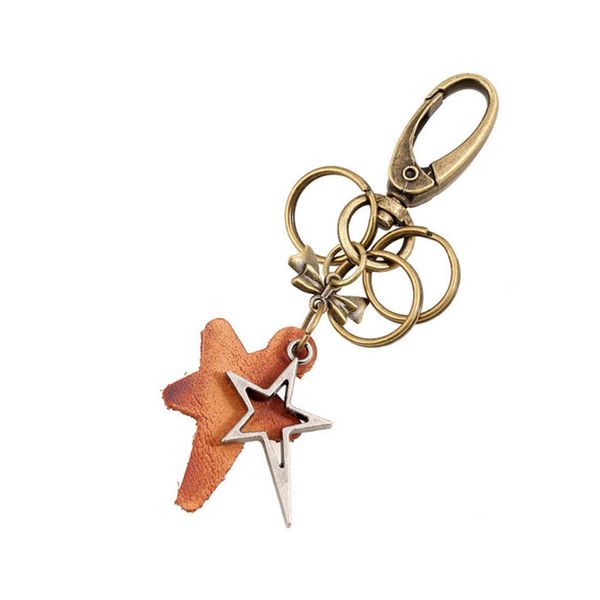 

personality retro keychain classic high-grade leather keychain car key ring, Silver