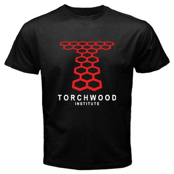 

new torchwood institute *doctor who linear logo men's black t-shirt size s-3xl men cotton t-shirt printed t shirt tee, White;black