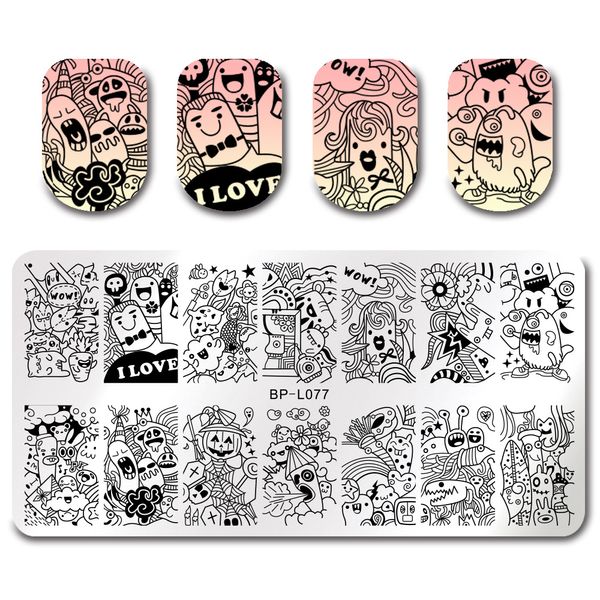 

born pretty nail art stamping plate manicure stamping template funny expression image printing nail stencil art beauty tool, White