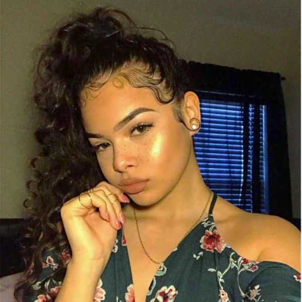 

hair accessories elasticity ponytail with curl hair bands headdress 5 colors clip in human hair ponytail extension 120g, Black