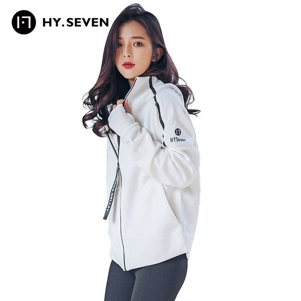 

hy seven long sleeve zipper windproof sports jacket for women female thick autumn hooded coat sportswear for fitness, Black;red