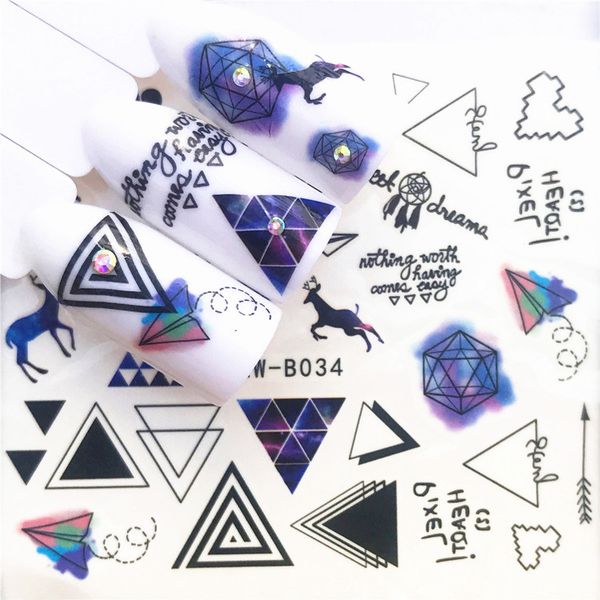 

1 pcs skull halloween plant nail sticker water decals women white flower cat butterfly transfer nail art decoration m3b8v2, Black