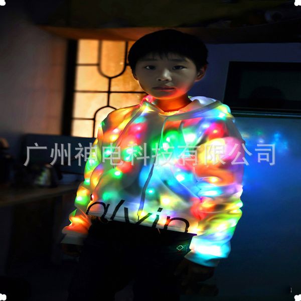 

children's led light clothes men and women electric syllable jacket nightclub dj singer show rave clothing luminous, Black;red