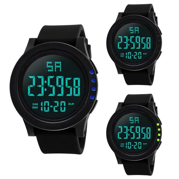 

luxury mens sports digital watch electronic men's watches outdoor alarm clock calendar multifunction wristwatches, Slivery;brown