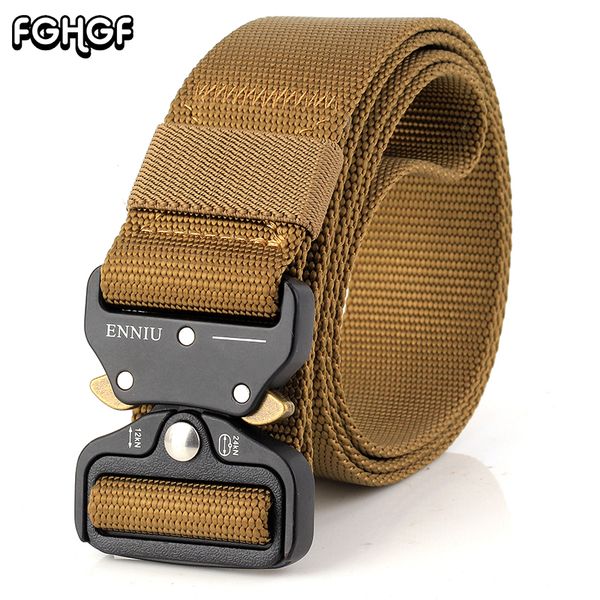 

fghgf emergency survival nylon belts men knock off heavy duty tactical waist belt adjustable combat swat army waistband, Black;brown