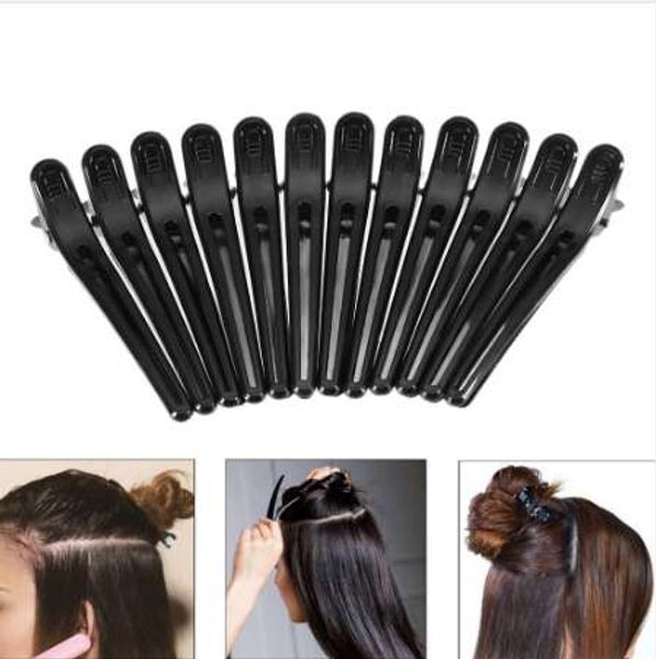 

12pcs black hair grip clips hairdressing sectioning cutting hair clamps clip professional plastic salon styling hair clips, Black;brown