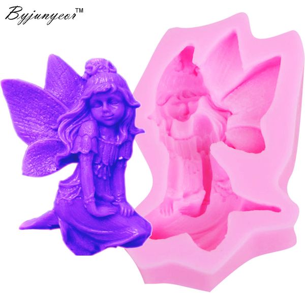 

byjunyeor m423 new fairy angel style silicone mold for cake decorating fondant cake mold chocolate soap mould tools 8.8*5cm