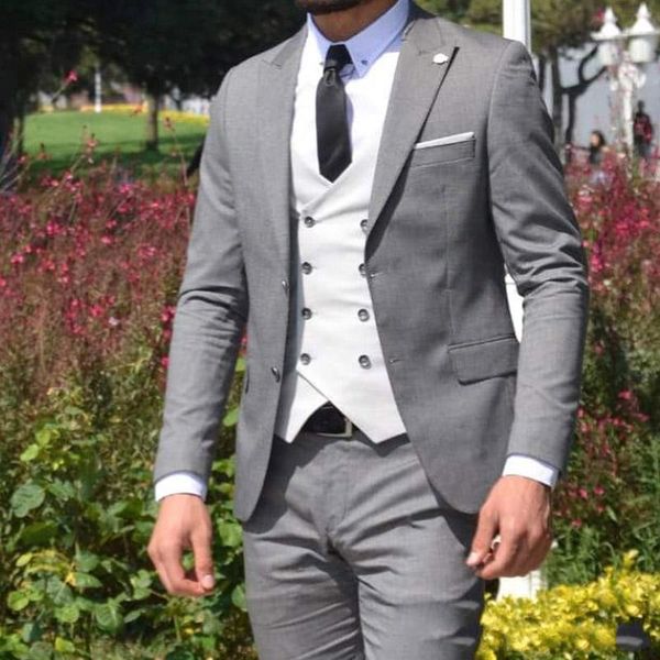 

fashion slim fit grey groom tuxedos excellent men wedding tuxedos men formal business prom party suit(jacket+pants+tie+vest)882, Black;gray