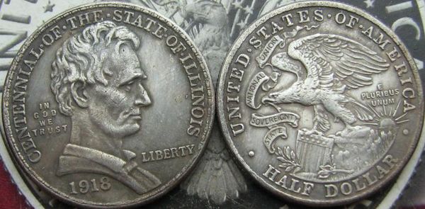 

США 1918 CIR и UNC Иллинойс столетие юбилейная половина доллара копия монеты бесплатная доставка