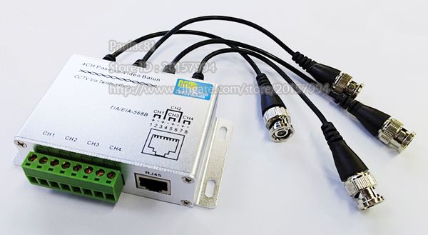 Adaptadores CCTC, 4CH HD CVI / TVI / AHD Passivo Vídeo Balun BNC masculino RJ45 UTP para Sistema CCTV / 2PCS