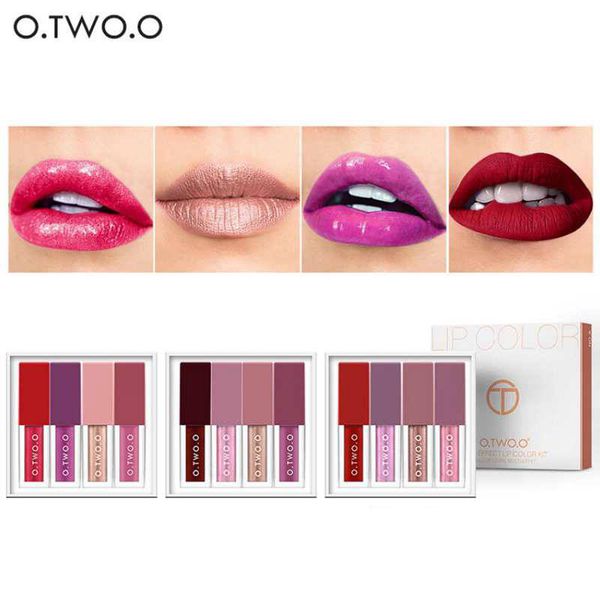

o.two.o 4 colors matte shimmering liquid lip gloss set long lasting liquid lipstick batom lipgloss lip tint makeup set