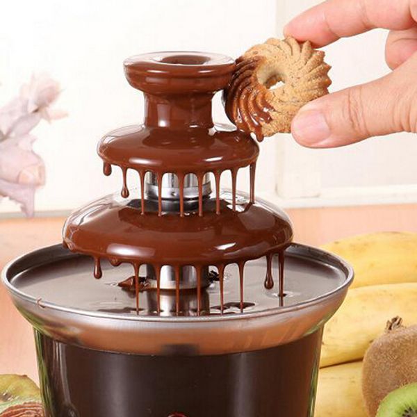 

New Mini Chocolate Fountain Household 3-tier Chocolate Fondue Machine Choco Tree Wedding Birthday Party Supplies Cooking Tools