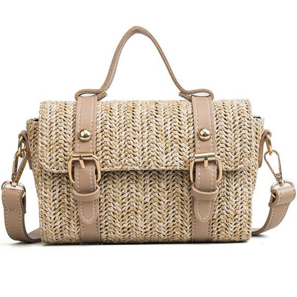 

summer braided handbag new small straw bags female messnger bag retro crossbody bag solid retro rattan beach shoulder f276
