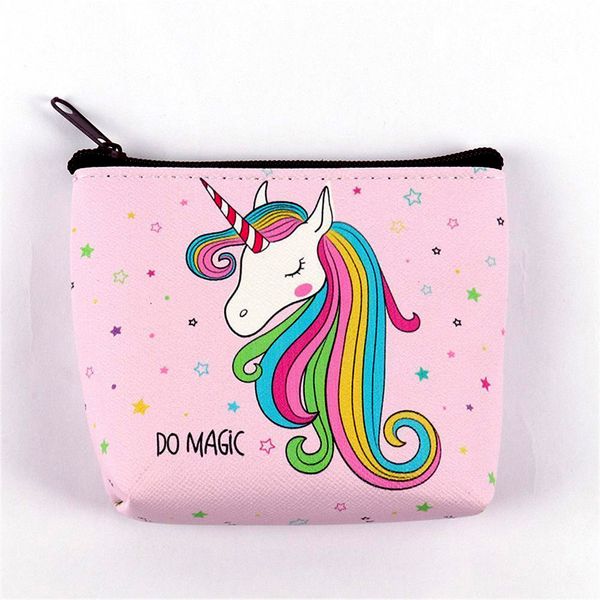 

1pc cute girls unicorn coin purse kids mini pu wallet holder cartoon pattern zipper coin pouch students christmas gift, Red;black