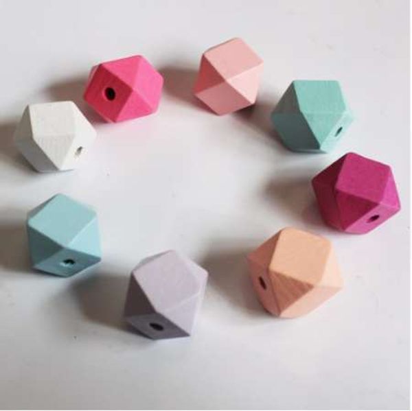 

20pcs beads - pastel color faceted geometric wood beads 20 mm - diy necklace,jewelry supply, wood crafts free, Black
