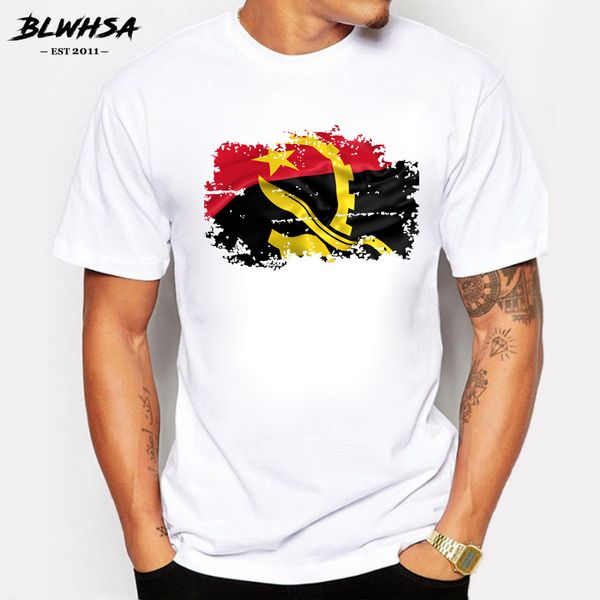 

blwhsa new arrival angola nation flag nostalgic style mens t-shirt summer 100% cotton casual t shirts hip hop style tees, White;black
