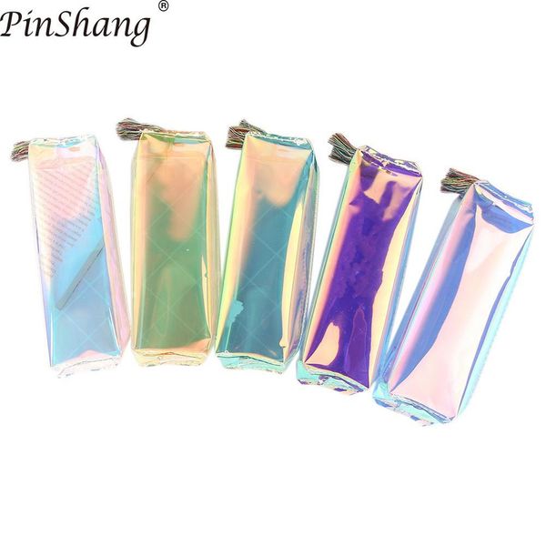 

pinshang fashion handbag chic laser gradient color large capacity pen bag portable soft pencil case bags for women 2018 zk30