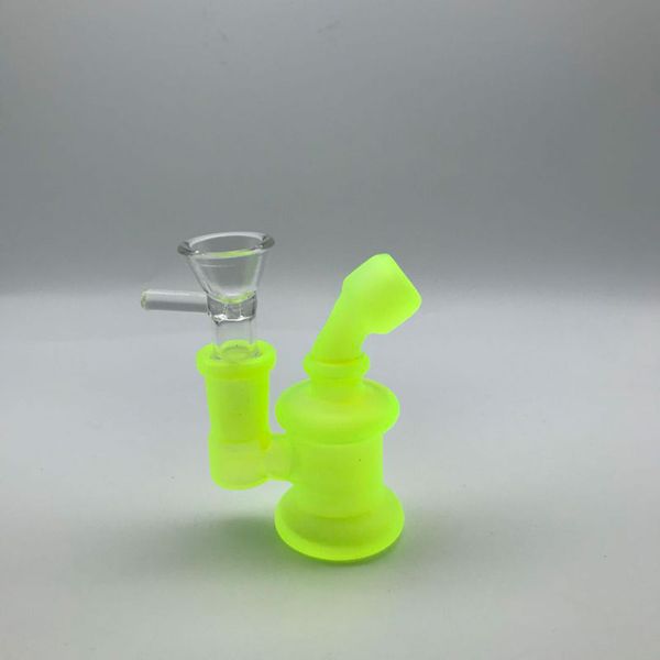 Mini Bongos De Vidro 14mm Feminino Conjunta de 3.3 polegada de Vidro Plataformas de Petróleo Espessura Pyrex Luminous Quave Com Tubos De Água De Vidro Dab Rigs