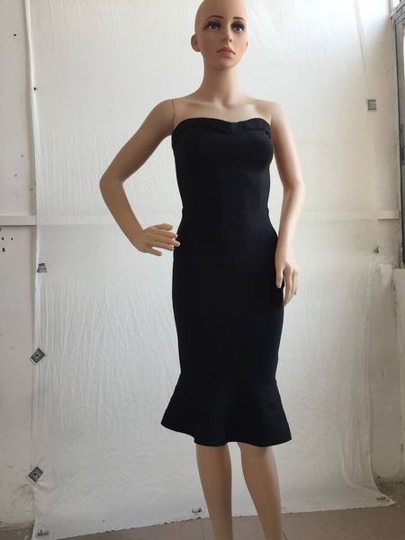 

strapless bandage dress black 2018 club party dress new midi dresses elegant mermaid evening dresses