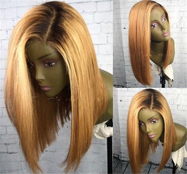 T1b 27 Ombre Blonde Human Hair Lace Front Wigs Bleached Knots