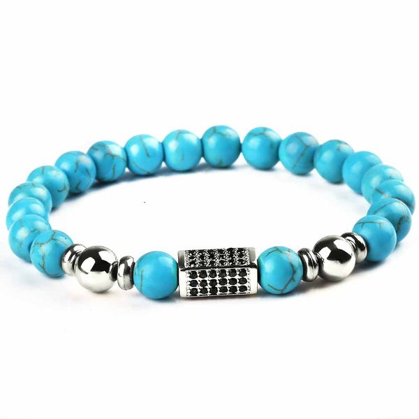 

fashion blue natural stone distance bracelet charm women handmade beaded bracelets sliver zircon bangles men fitness jewelry, Black