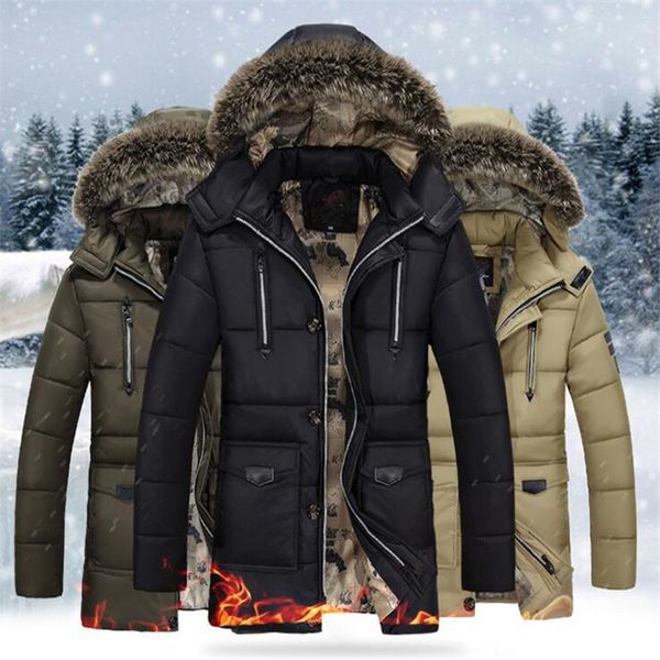 

hooded jacket male 2017 new mens winter jacket fake fur collar long parka men solid casual men's winter jackets thicker 4xl, Black;brown