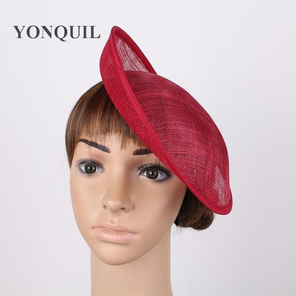 

marron or 12 color 10"/25cm solid round hat handmade red sinamay fascinator base diy hair accessories 12pieces/lot
