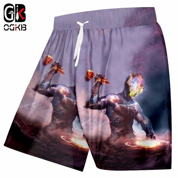 

ogkb men's summer beach shorts print nebula star 3d pattern shorts man high waist elastic pocket boardshorts trousers plus size, White;black