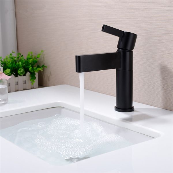 

Black Brass Basin Faucet Single Handle Bathroom Mixer Tap Hot and Cold Faucet 360 degree rotation 200mm Water Saving Tap