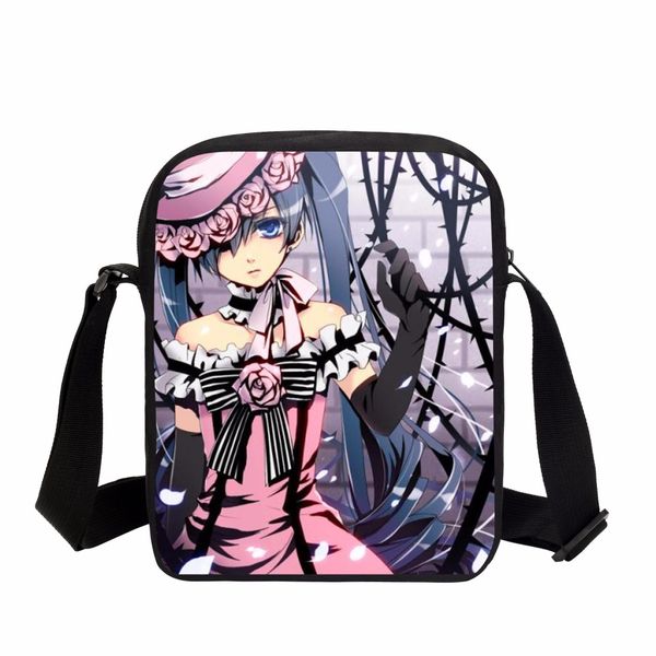 

veevanv women messenger bags crossbody purse fashion black butler printing handbags kids anime cartoon school shoulder bag girls