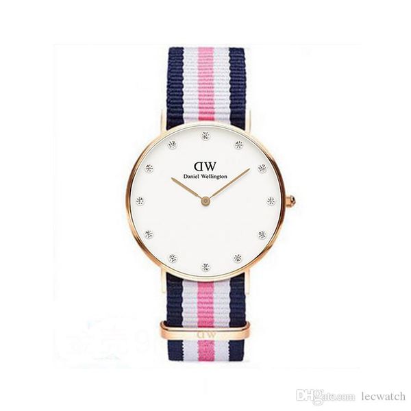 

2018 famous brand Daniel women men Wellington's WATCH fashion nylon diamond style 40mm rose gold for mens watches with gift box relojes