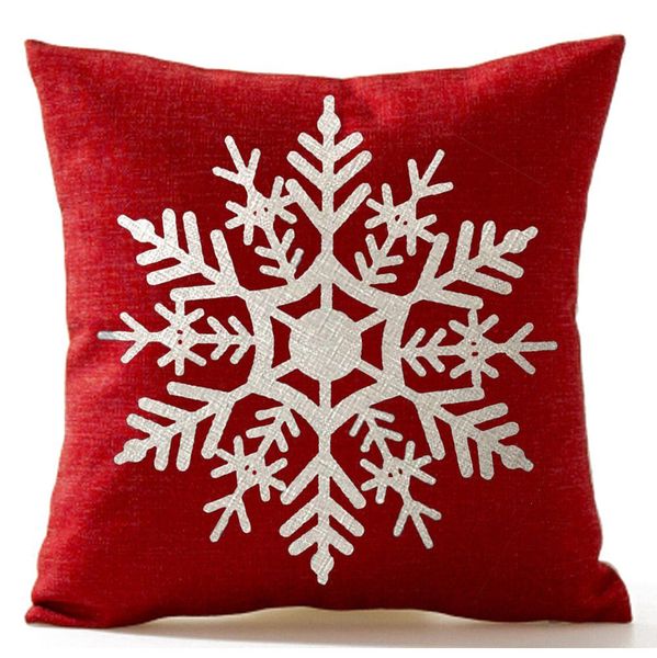 

beautiful snowflake in red merry christmas gifts flax throw pillow case home office living room