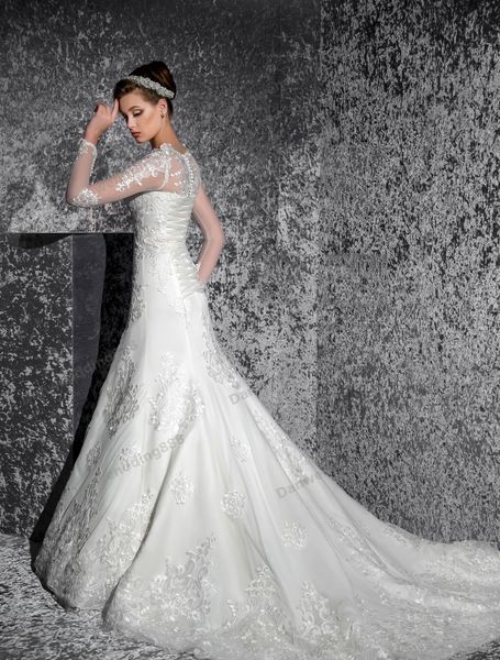 

elegant ivory tulle long sleeves applique mermaid wedding dresses bridal pageant dresses wedding attire dresses custom size 2-16 zw612161, White